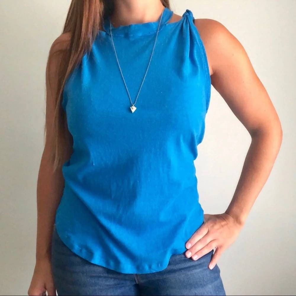 Free People We The Free The Twist Tank Top Size Small Strappy Blue Edgy Casual